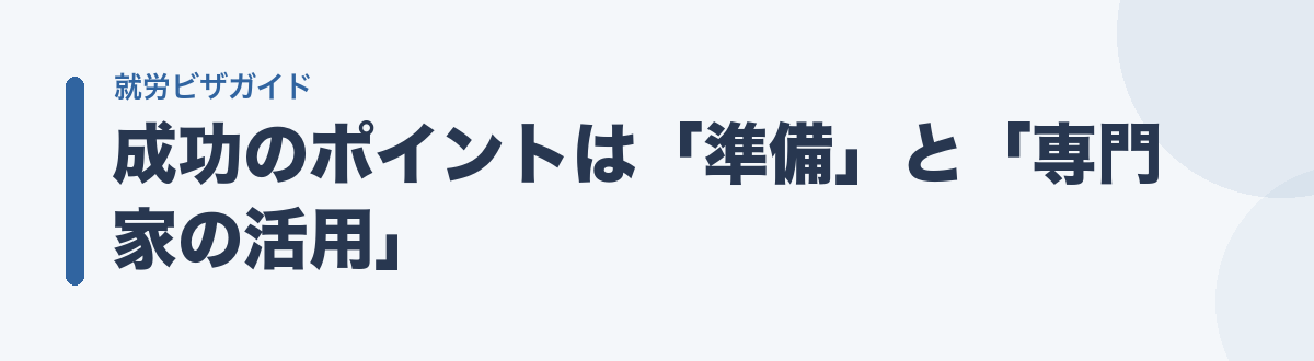成功のポイントは「準備」と「専門家の活用」