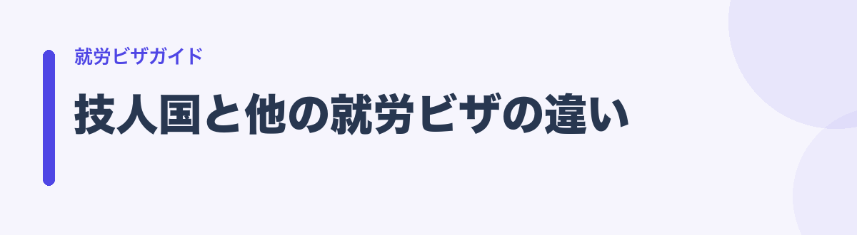 技人国と他の就労ビザの違い