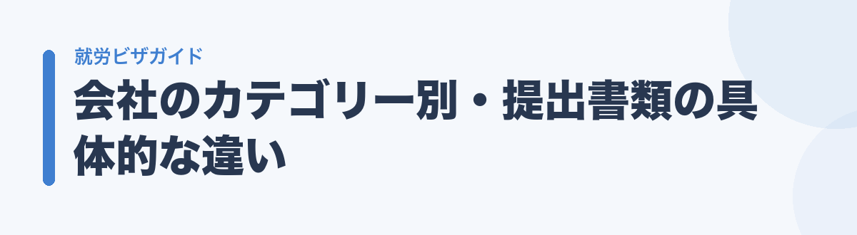 会社のカテゴリー別・提出書類の具体的な違い