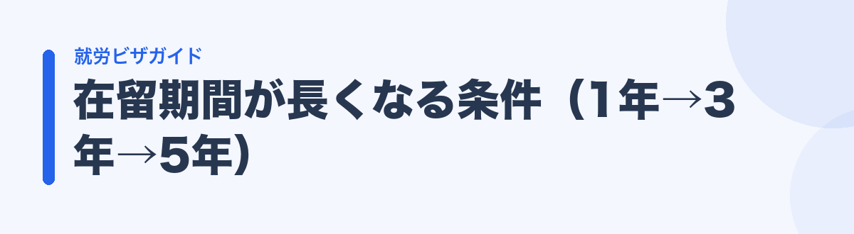 在留期間が長くなる条件（1年→3年→5年）