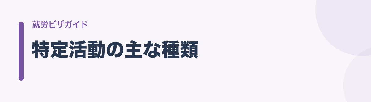 特定活動の主な種類